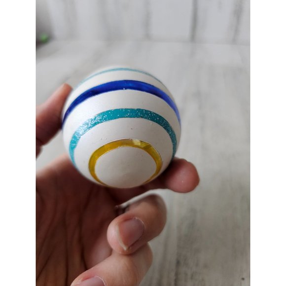 Vintage radko shiny Brite egg blue striped vintage ornament Xmas tree - Picture 8 of 8